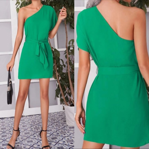 Boho one shoulder belted dress - Picture 2 of 15